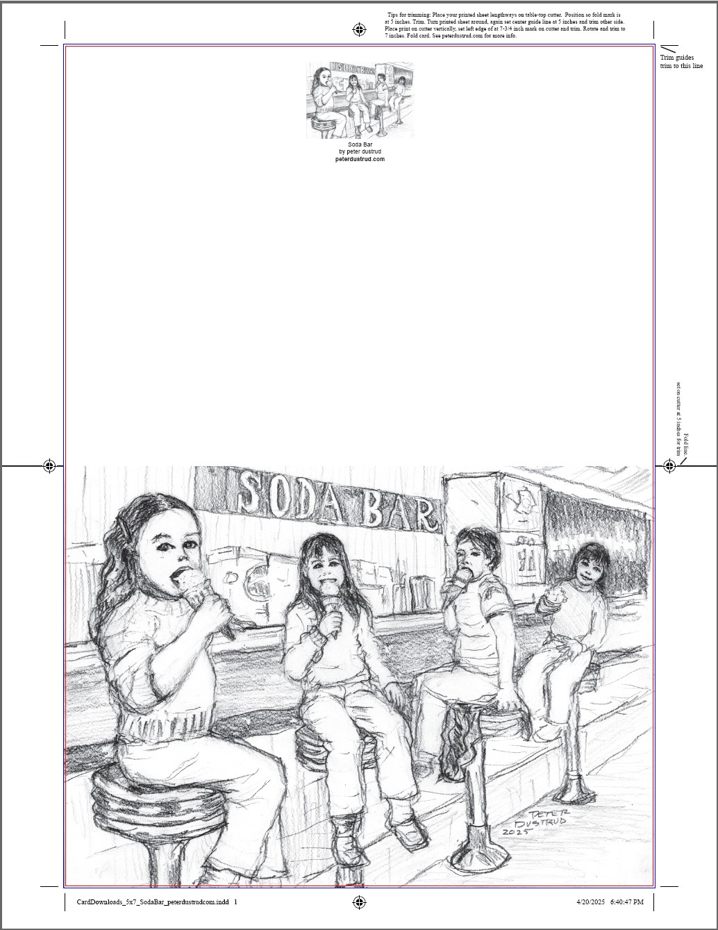 "Soda Bar" 5x7 folded card design by peterdustrud.com