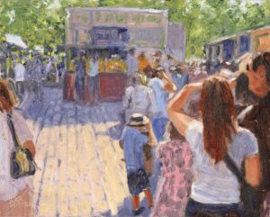 Morning Line at the Fair- 8x10 inch oil on panel unframed