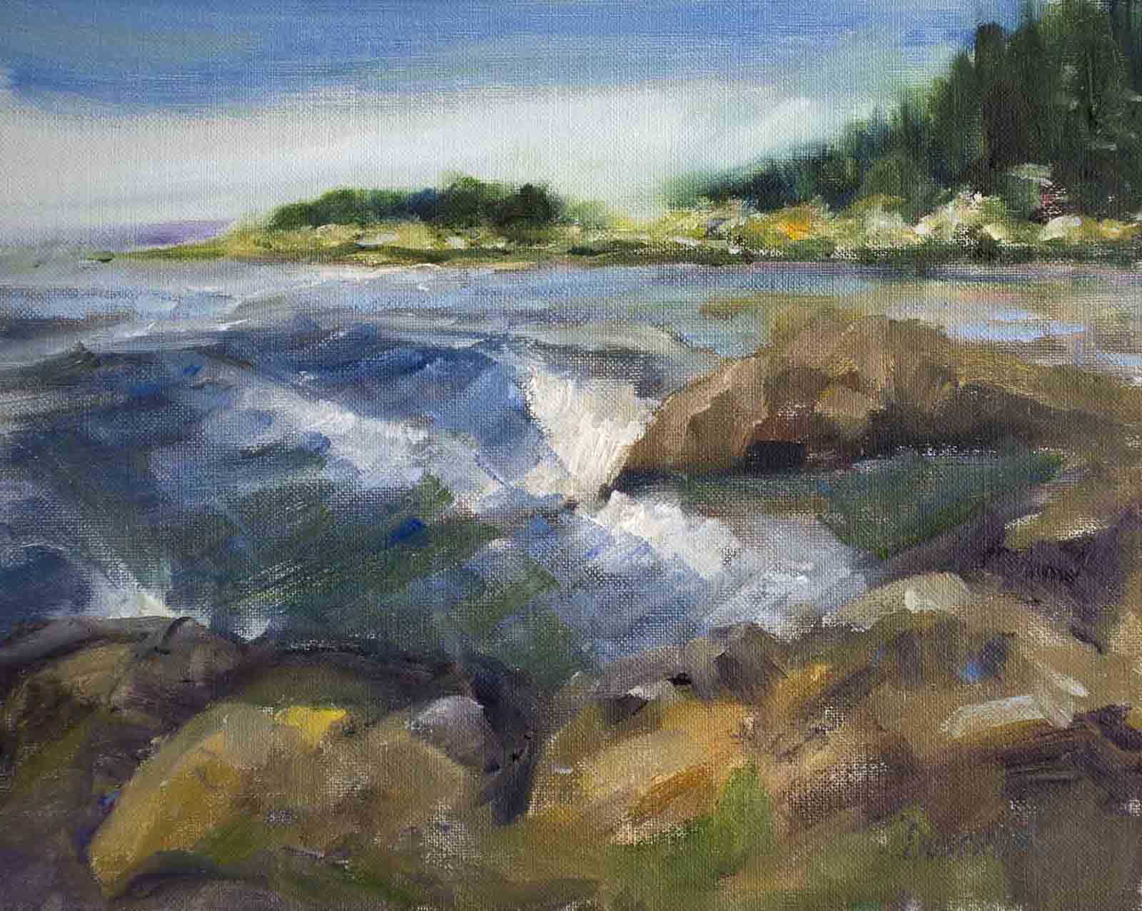 Yachats Inlet plein air by peterdustrud.com