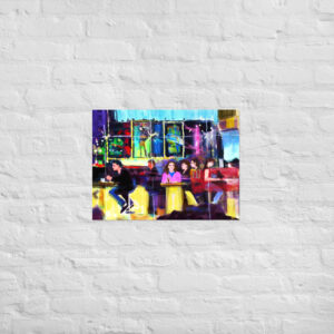 Poster: "After Midnight" Cafe Scene in NYC digital drawing