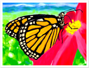 Monarch Butterfly in Rockies - 8x10 inches -display print from original digital painting