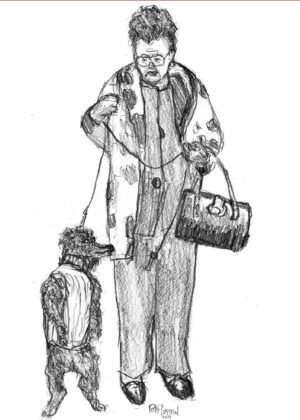 Download: 5x7 folded card - Lady with Dog with Sweater