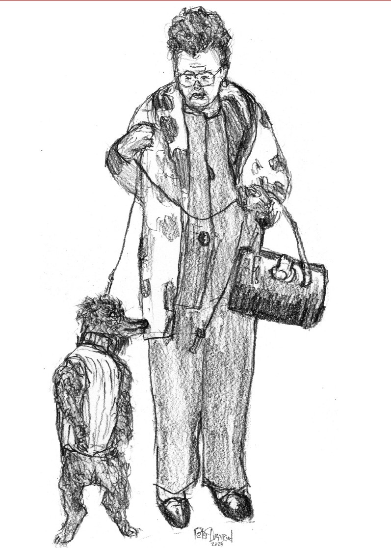 Download: 5x7 folded card - Lady with Dog with Sweater