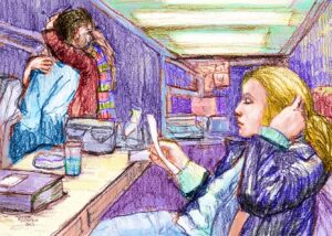 Download: 5x7 folded card - At the Gas Station - pencil + color