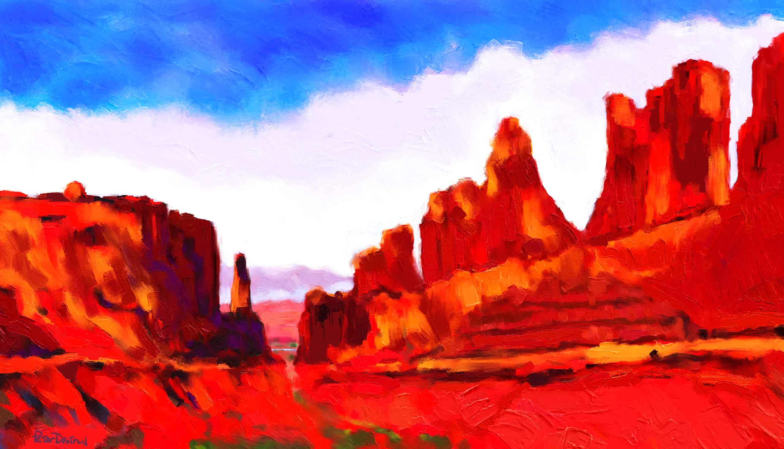Digital painting: "Park Ave Viewpoint, Arches NP"