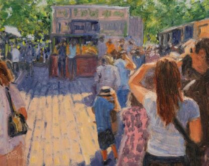 Morning Line at the Fair- 8x10 inch oil on panel unframed