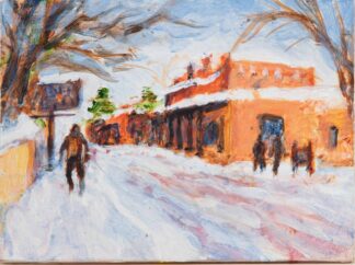 Santa Fe Snow acrylic on panel by peter dustrud