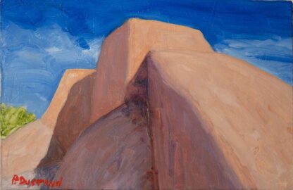 Taos Adobe 4x6 oil on panel by peter dustrud