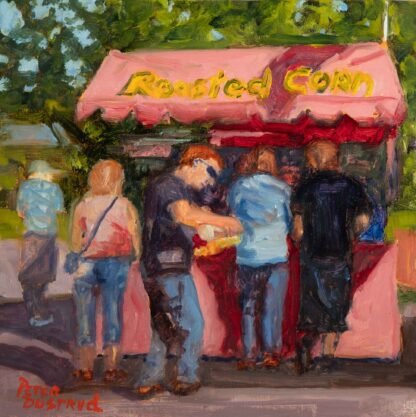 Food Booth at Fair 4x6 oil by peter dustrud