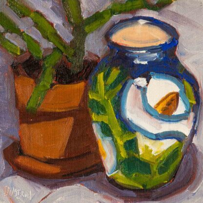 Still with Vase 6x6 oil by peterdustrud