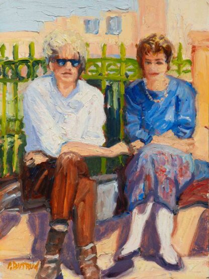 Couple on the Plaza  8x6 inch oil on panel unframed